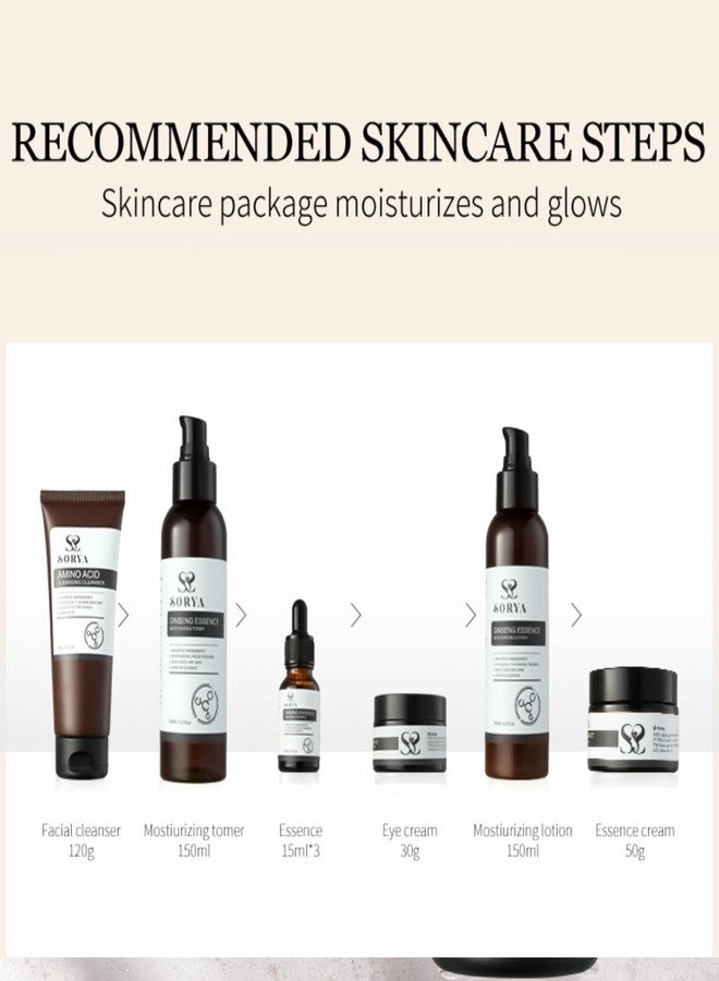 SORYA Korean Red Ginseng Skin Care Set of 8 Anti-Aging Skincare Routine Serum, Toner, Lotion Pore Cleanser, Hydrating Moisturizer For Most Skin Types - Image 2