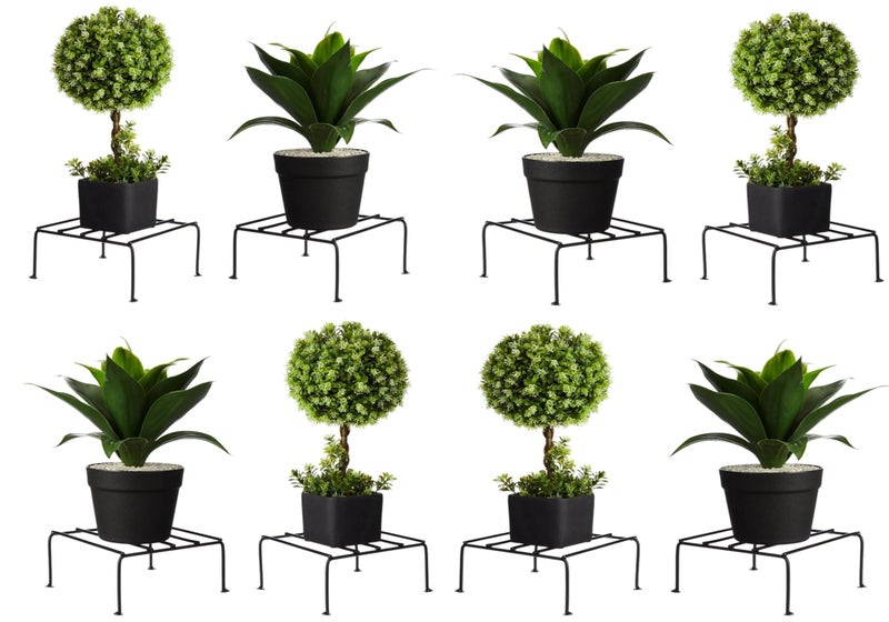 TRUPOT A-One Steels Square Garden Plant Stand Flower Pot Holder Heavy Duty 8"X8"X4" Inch Black Indoor Outdoor Pack of 8 - Image 1