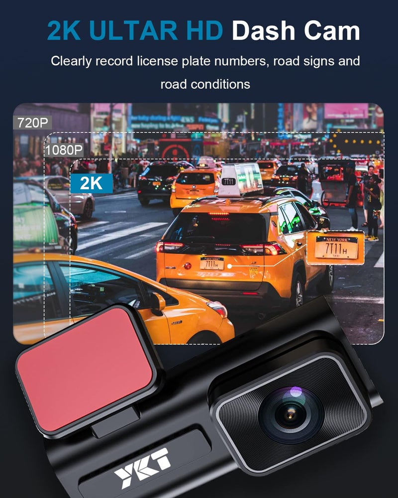 Ykt 2K YKT Dash Cam Front,Dash Camera for Cars,32GB Card Included, Mini Dashcam with Super App Control,WiFi,24H Parking Monitor, Loop Recording, Night Vision, 170Â° WDR,Support 128GB Max - Image 2