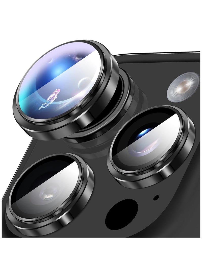TWEGGON iPhone 16 Pro Camera Protector, 3PC Metal Ring Tempered Glass Camera Lens Protector for Apple iPhone 16 Pro Black  - Image 1