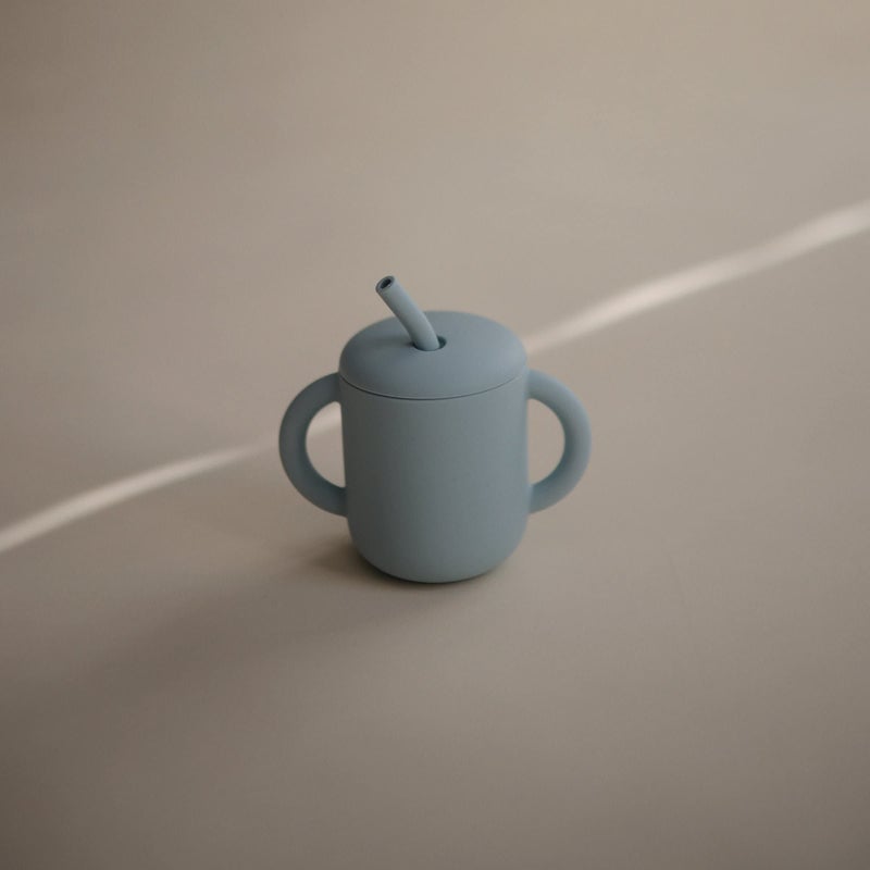 موشي 100% Silicone Training Cup  Straw for Toddlers | 6 Months+ (Powder Blue) - Image 3