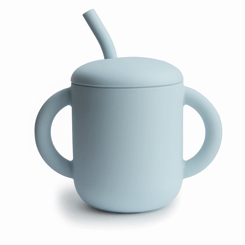 موشي 100% Silicone Training Cup  Straw for Toddlers | 6 Months+ (Powder Blue) - Image 1