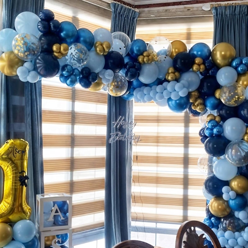Togvu Blue Gold Balloons Garland Arch Kit, Navy Blue Light Blue Metallic Gold Blue Balloon Arch Kit, Macaron Blue Gold Confetti Balloon for Birthday Wedding Graduation Baby Shower Party Decorations - Image 5