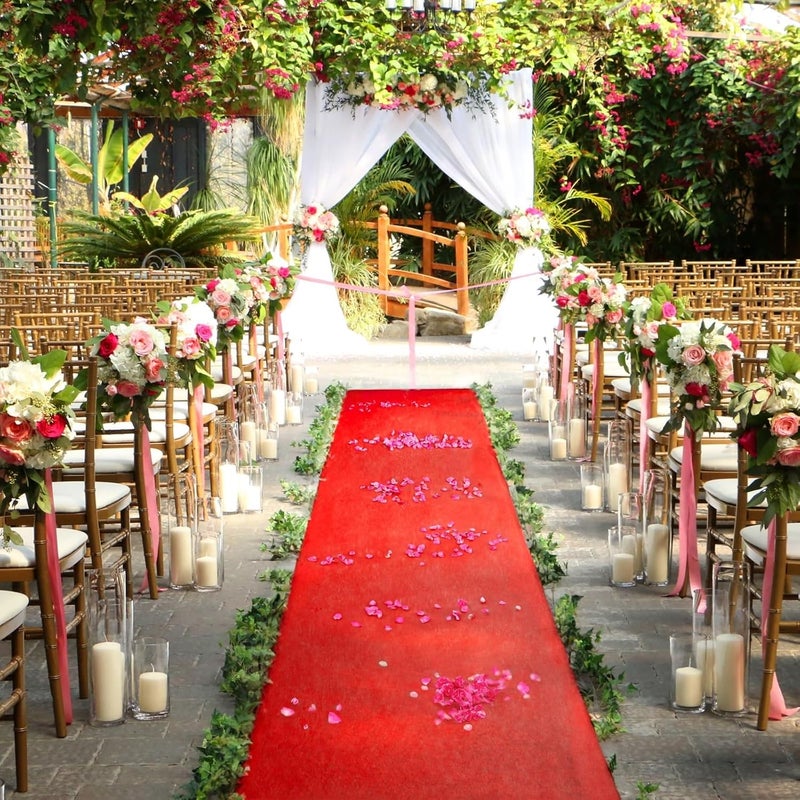 Juvale Red Carpet Runner for Party - Ceremony Entrance Decor with Red Party Carpet - Versatile Aisle Covering As Wedding Runner - Event Accent for Outdoor Decoration - 3' x 100', Polyester Low Pile - Image 2