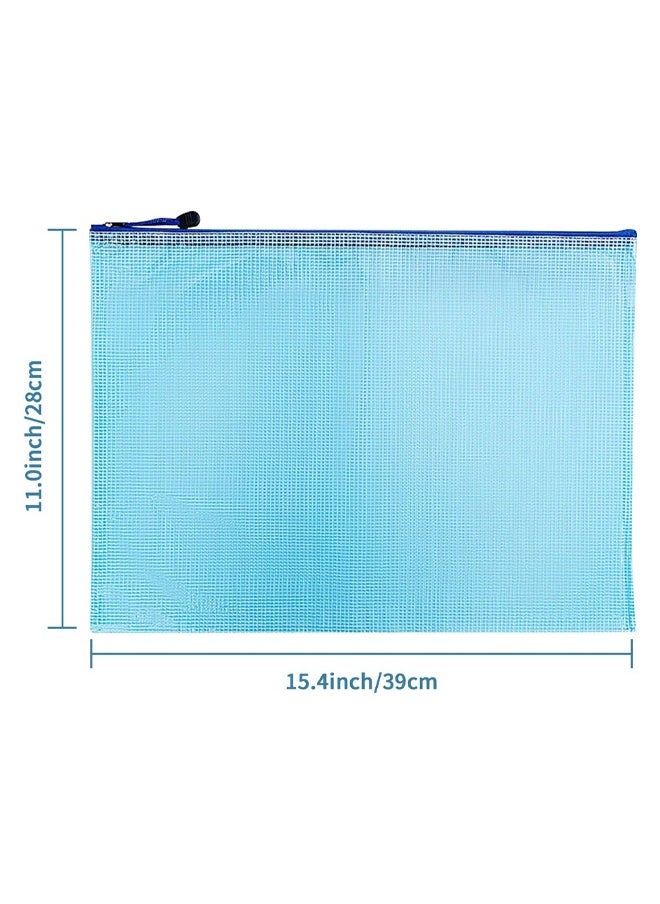 Generic 3 Pcs Mesh Zipper Pouch Zipper Bags, Waterproof Zipper Pouch, Mesh Zipper Pouch Bags, Plastic Document Pouch, Zipper File Bags for Office Supplies, 15.4x11 Inches Travel Storage (B4, Blue)  - Image 2