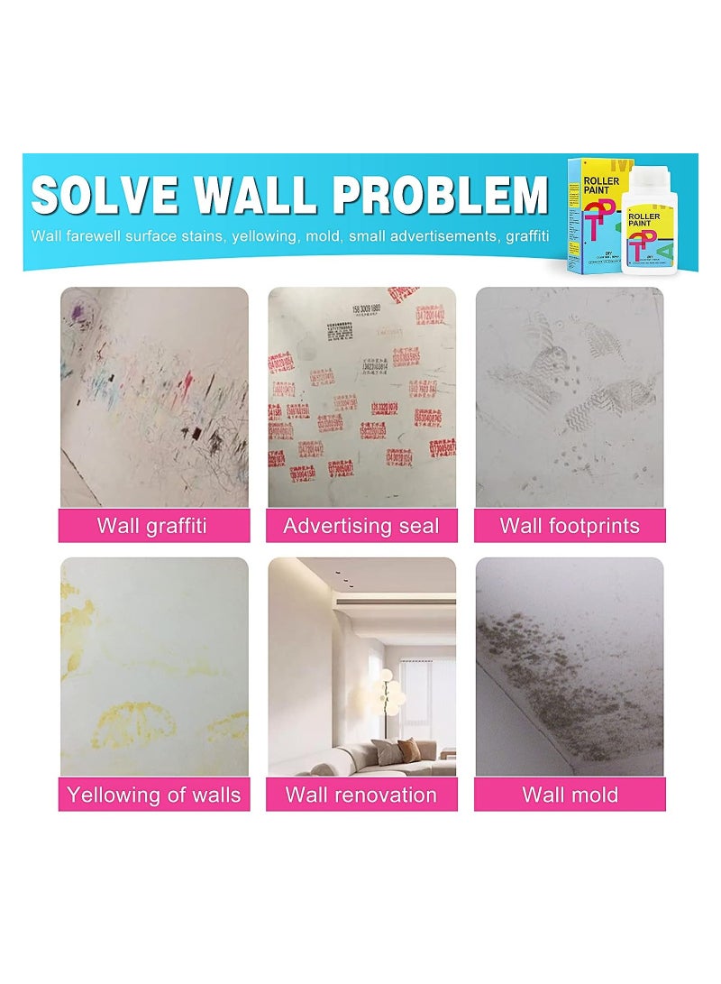 KASTWAVE Wall Repair Paste Small Roller, Wall Roller Brush Set Tool, Fast Cleaning Stain Wall Repair, Suitable for Repairing Latex Paint Wall DIY Creation Repair Wall Stains, White- 100g - Image 4