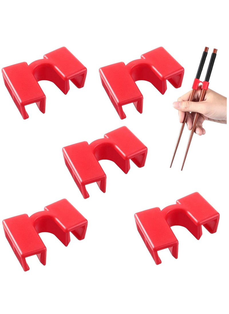 SYOSI - Chopstick Helpers 5 Pieces Reusable Chopstick Helpers Training Chopsticks BPA Free POM Fon Toxic Non  Slippery for Many Age Beginner Trainers or Learner Left or Right Hand Red - Image 1