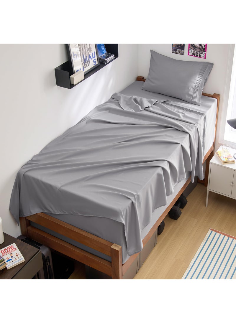 Bedsure Bedsure Twin XL Sheets Dorm Bedding GentleSoft Breathable Extra Long Twin Sheets  Pillowcases Moisture Wicking Cooling Deep Pocket Fits Mattress Up to 21 Inches Thick Light Grey 
