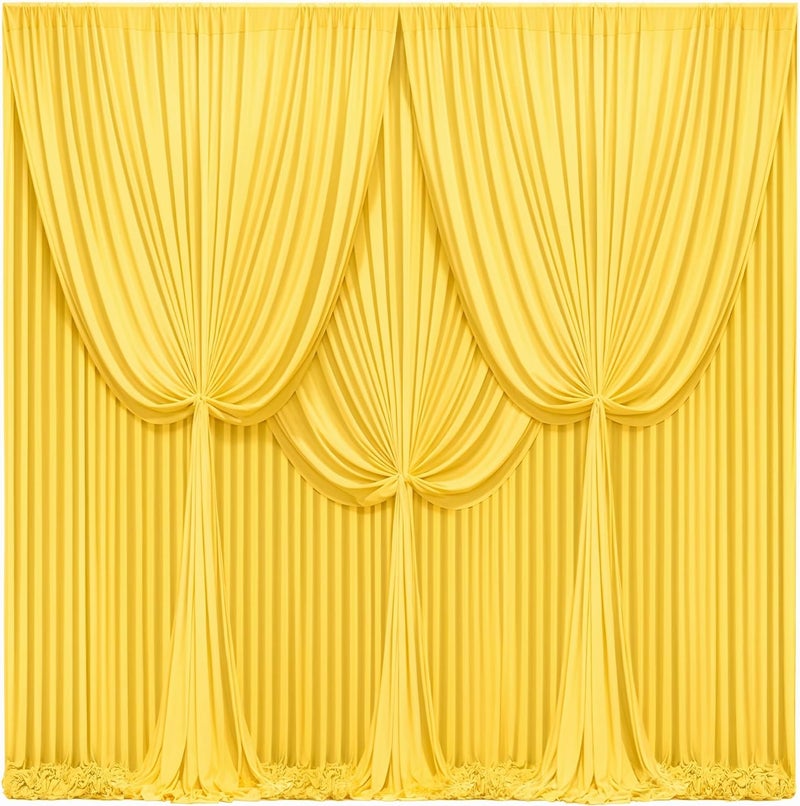 PARTISKY 24x10FT Yellow Backdrop Curtains for Wedding Parties, Wrinkle Free Polyester Photography Backdrop Drapes for Wedding Baby Shower Birthday Parties Stage Background Stand Decorations 4x10ft,6 Panels - Image 1