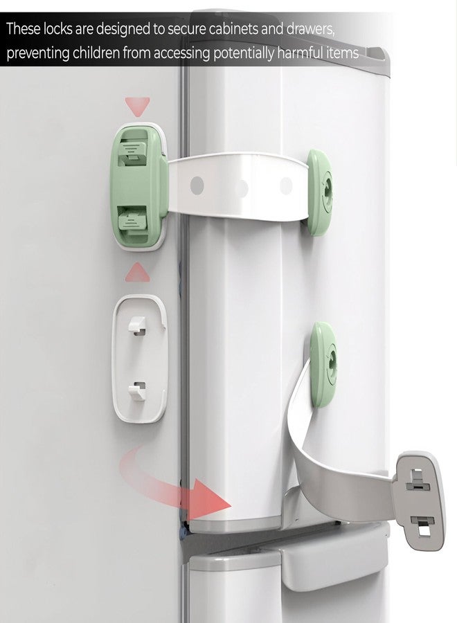 بيمبيكا أقفال أمان أثاث بيمبيكا للأطفال، قفل أمان للأطفال للثلاجة والأدراج والخزائن والنوافذ، ملحقات متعددة الوظائف، قفل قابل للتعديل للأطفال الرضع والصغار، أخضر - قطعتان - Image 2