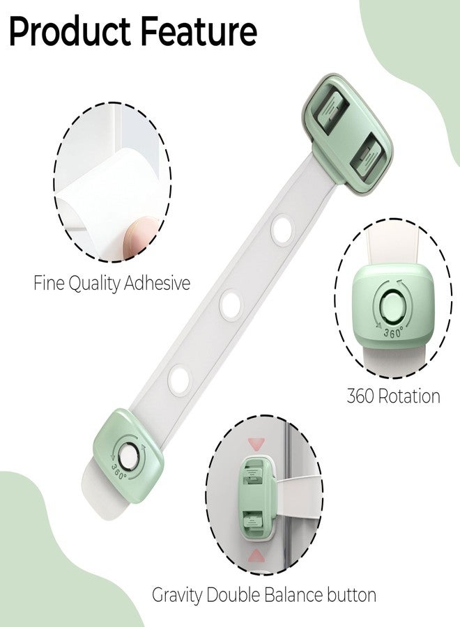 بيمبيكا أقفال أمان أثاث بيمبيكا للأطفال، قفل أمان للأطفال للثلاجة والأدراج والخزائن والنوافذ، ملحقات متعددة الوظائف، قفل قابل للتعديل للأطفال الرضع والصغار، أخضر - قطعتان - Image 4