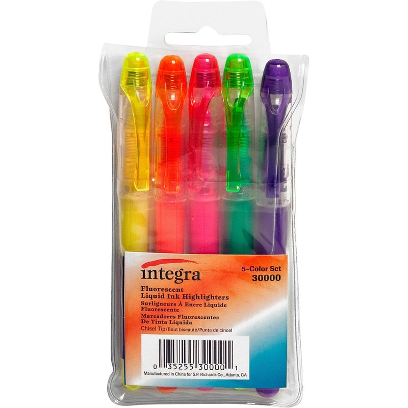 Integra Liquid Ink Highlighter, Chisel Tip, 5/Set, Assorted (ITA30000) - Image 2