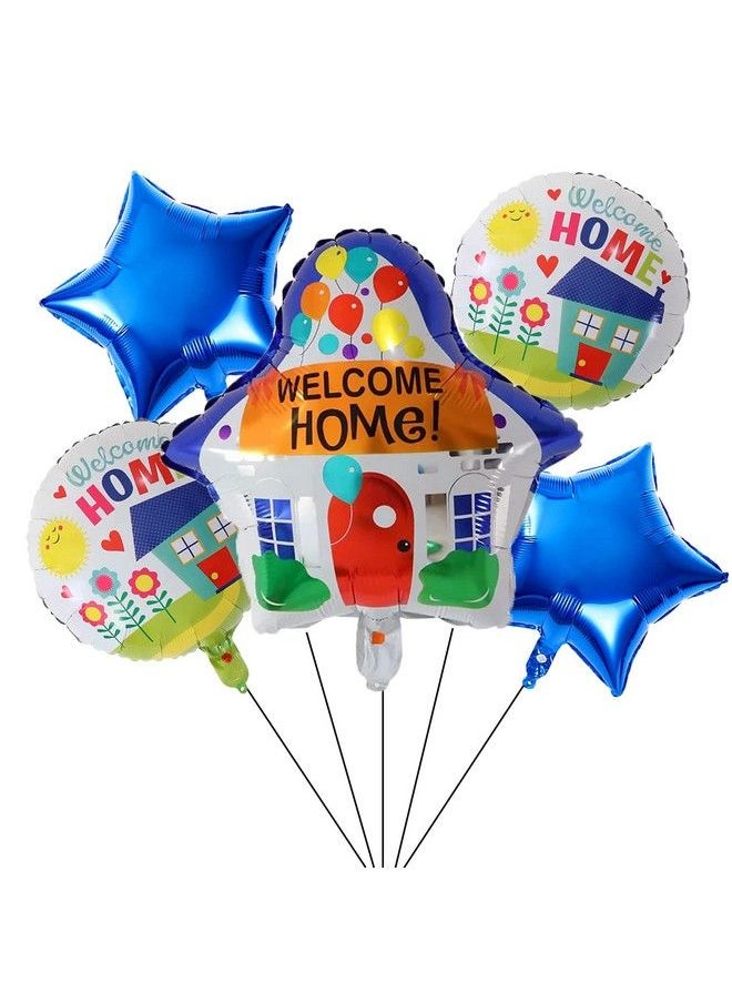 ALY - 5Pcs Welcome Home House Foil Balloons For Kids Birthday Baby Shower Party Decorations - Image 1