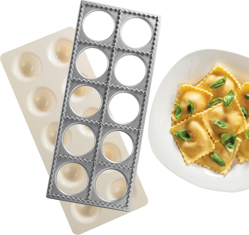 CucinaPro Ravioli Maker with Tray and Press - Makes 10 Extra Large Raviolis - Image 1