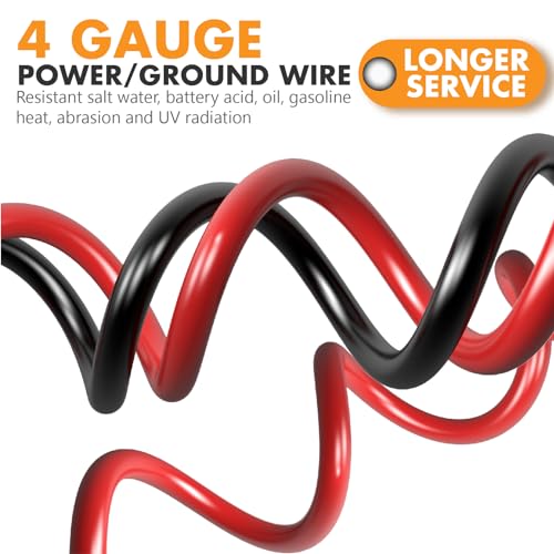Jeemiter 4 Gauge CCA Wire Complete Kit: 100ft (50ft Red + 50ft Black) for Multiple Amp Rigs & Full Vehicle Audio Install | Includes All Terminals - Image 3