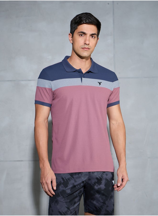 Technosport Color Block Short Sleeve Pique Slim Fit Polo T-Shirt  - Image 2