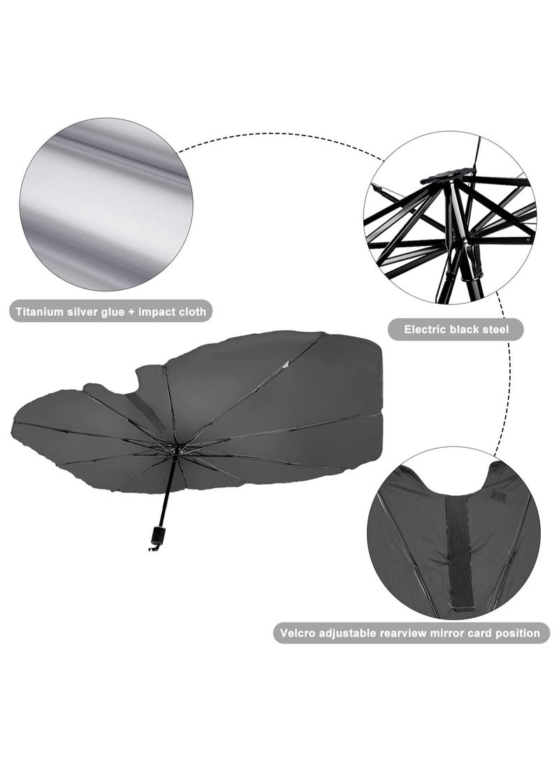 ELTRAZONE Car Shade Umbrella Windshield Foldable Reflective Visor Car Dashboard Umbrella Sunshade Used for Heat-insulating Sunshade On the Front Window of All Cars - Image 3