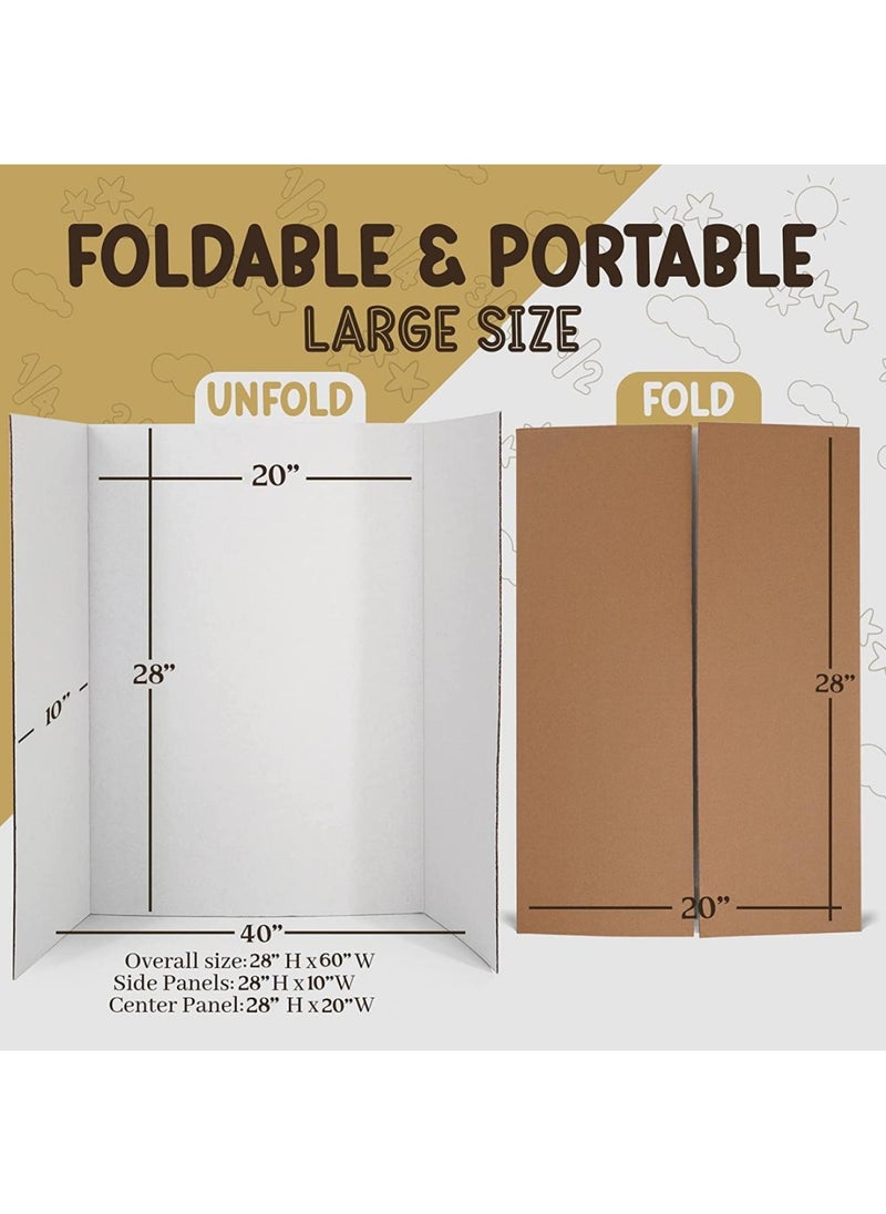 BPA - White Tri-Fold Presentation Board 28 X 40 Tabletop Display Exhibition Board Lightweight and Portable with Smooth Surface Great for School Projects and Business presentations - Image 1