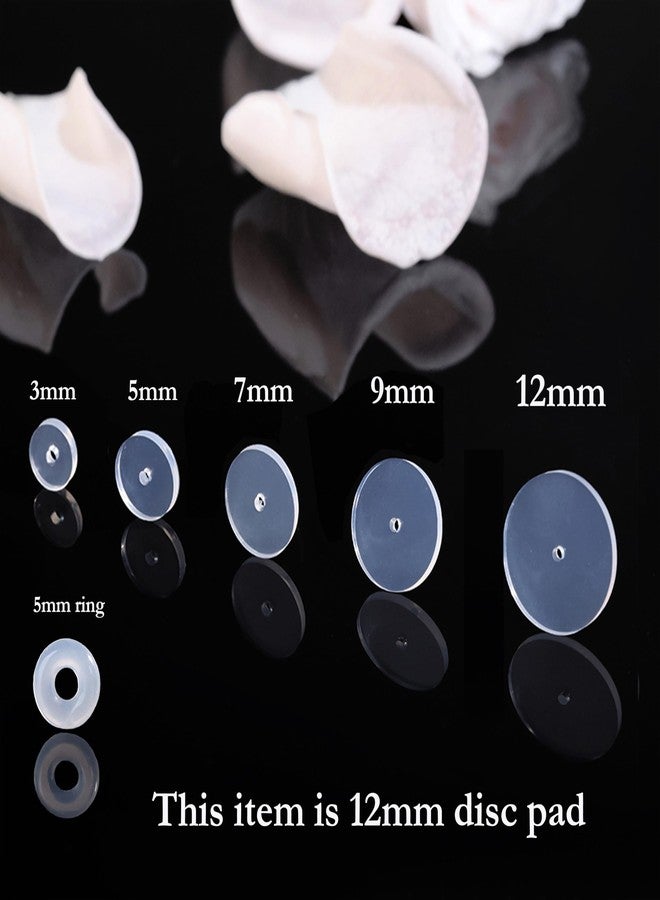 Meniala Silicone Earring Backs Stoppers for Piercings, 50 Pcs, 3~12mm Earlobe Support Patches, Clear Discs Stabilizer Pads for Healing Non Pull Piercings (12mm) - Image 2