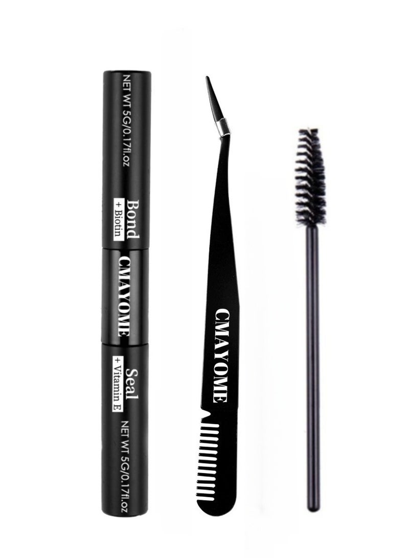 CMAYOME Lash Bond and Seal Kit for Cluster Lashes, Waterproof DIY Lash Extension Glue with Curved Lash Tweezers & Lash Spoolie Brush, Long Lasting Wispy Lash Adhesive for Individual Lashes - Image 1