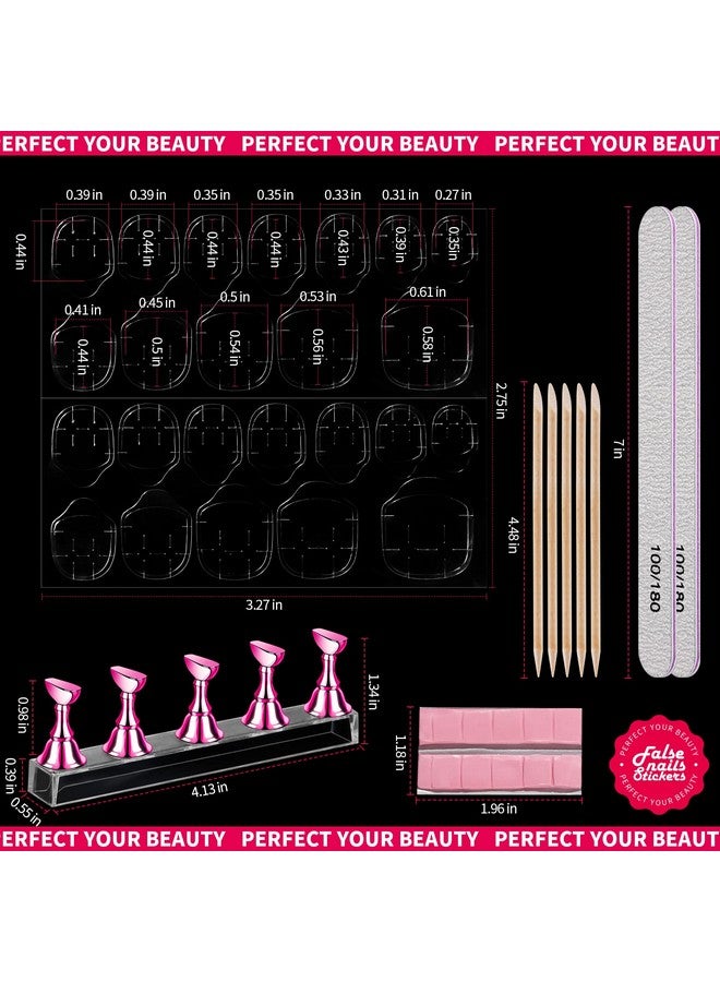 تينيتور 20 ورقة لاصقة للأظافر مع حامل أظافر للضغط على علامات التبويب على الوجهين، ملصقات غراء الأظافر، اضغط على علامات تبويب غراء الأظافر، علامات لاصقة للأظافر مع مبرد أظافر - Image 2