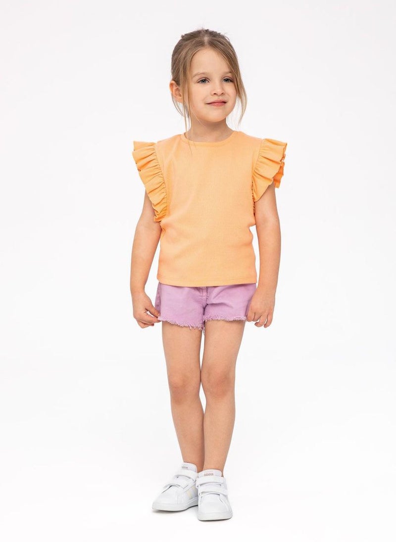 MINOTI Girls Sleeveless Top with Ruffle Shoulders - Image 1