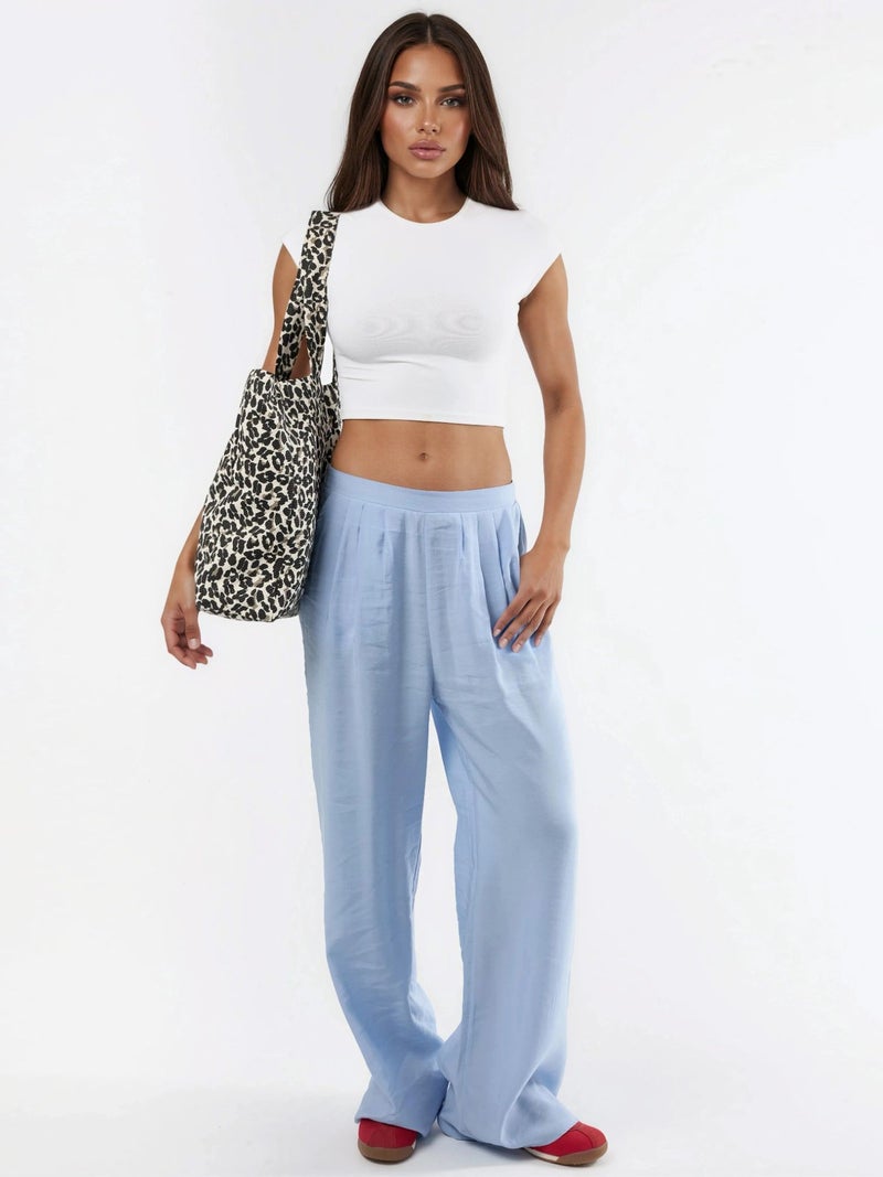 BUSEM Crew Neck Solid Crop T-Shirt - Image 5