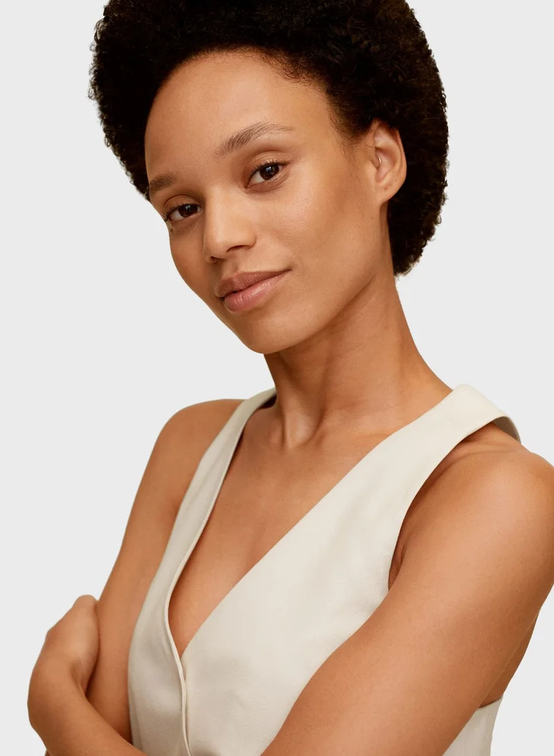 MANGO Belted Button Down Dress