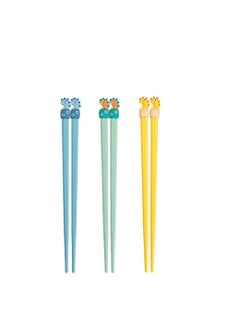 Excefore Chopsticks for Kids, 3 Pairs Kids Students Lightweight Chopstick, Cute with Dinosaur Head, Non-Slippery Indented Tips, Easy to Use and Clean, 8.1"/207mm Long  - Image 1