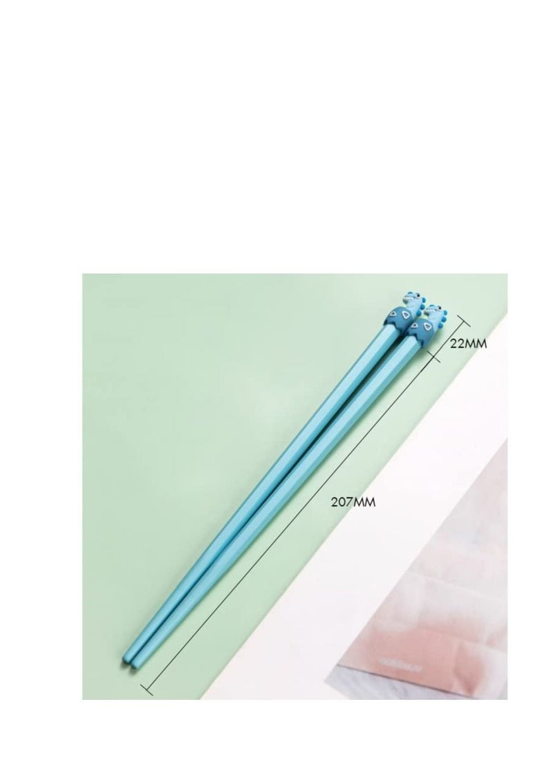 Excefore - Chopsticks for Kids, 3 Pairs Kids Students Lightweight Chopstick, Cute with Dinosaur Head, Non-Slippery Indented Tips, Easy to Use and Clean, 8.1"/207mm Long - Image 1