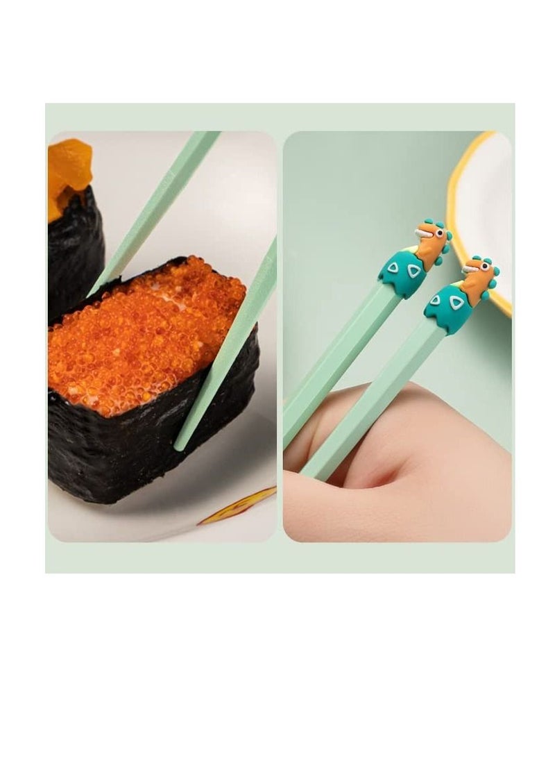 Excefore - Chopsticks for Kids, 3 Pairs Kids Students Lightweight Chopstick, Cute with Dinosaur Head, Non-Slippery Indented Tips, Easy to Use and Clean, 8.1"/207mm Long - Image 1
