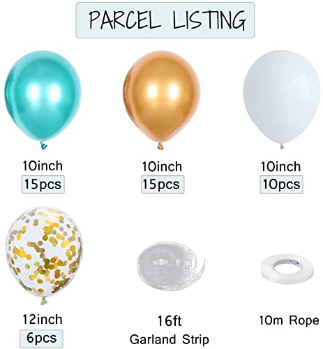 LAZYBEEE 48pcs Green Gold Chrome Balloon Arch Kit, Gold Confetti Balloons White Balloons for Jungle Theme Party Birthday Party Decorations - Image 2
