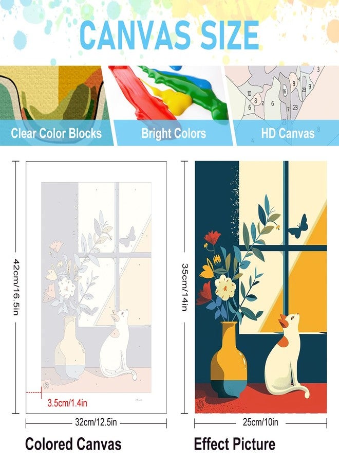 Offito 6 Pack Paint by Numbers Kit for Adults Beginners - 10x14 Inch Cat Adult Paint by Number Kits on Canvas, Cat DIY Acrylic Oil Number Painting Kits for Adults, Perfect for Gift Home Wall Decor - Image 3