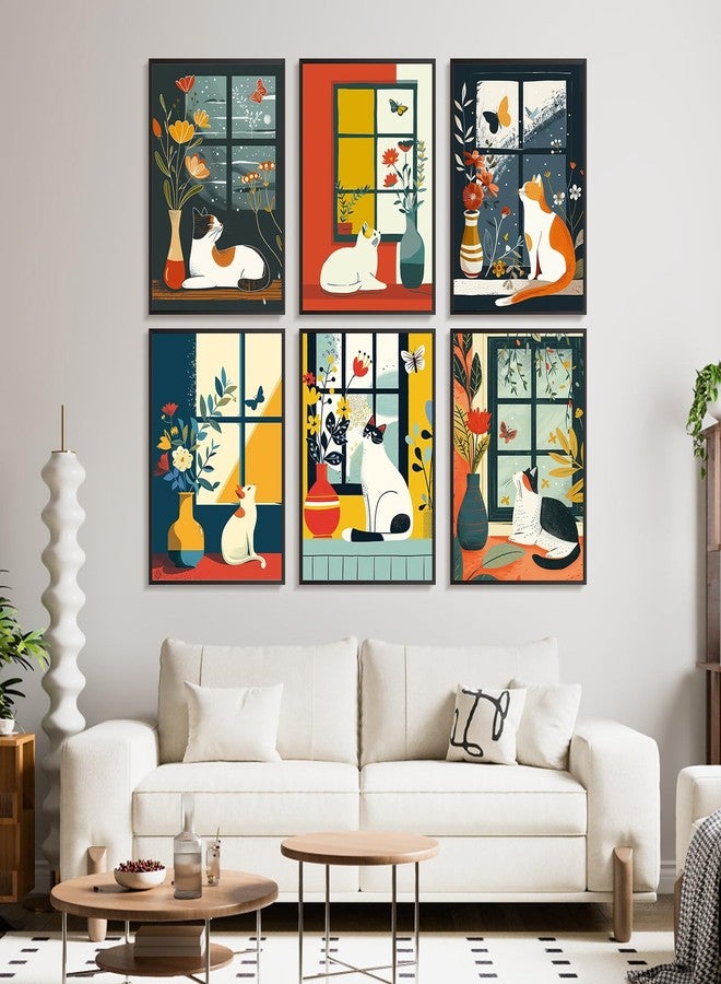 Offito 6 Pack Paint by Numbers Kit for Adults Beginners - 10x14 Inch Cat Adult Paint by Number Kits on Canvas, Cat DIY Acrylic Oil Number Painting Kits for Adults, Perfect for Gift Home Wall Decor - Image 2