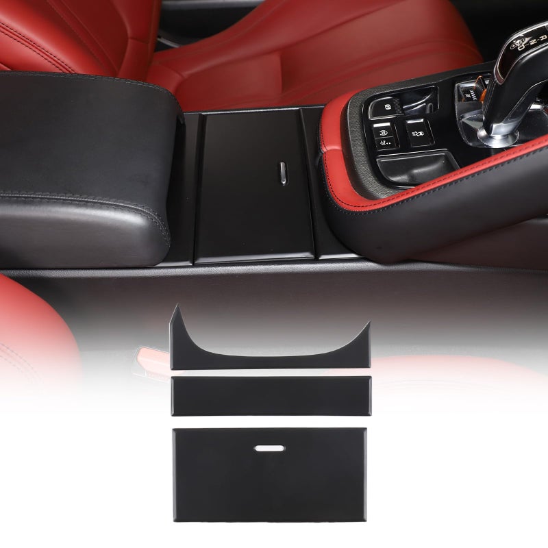 Daeiclru Car Central Control Storage Box Panel Trim Cover Compatible with Jaguar FType 20132024 ABS Center Consoles Water Cup Holder Panel Cover Interior Accessories Matt Black