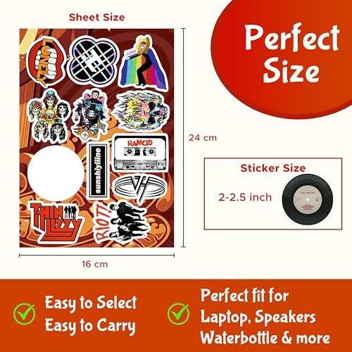 CodersParadise - Pack of 101 Evergreen Rock Band Vinyl Stickers for Laptop, Journal, Guitar, Mobile Phone - Waterproof Residue Free Multicolor Stickers - 3 Inches for Metal, Glass, Wooden - Image 4