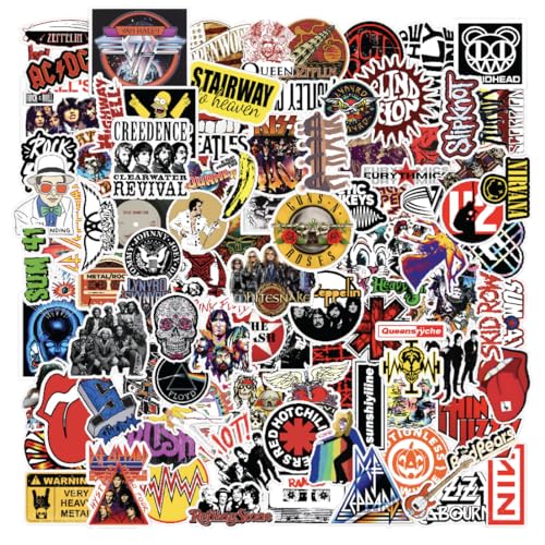 CodersParadise - Pack of 101 Evergreen Rock Band Vinyl Stickers for Laptop, Journal, Guitar, Mobile Phone - Waterproof Residue Free Multicolor Stickers - 3 Inches for Metal, Glass, Wooden - Image 1