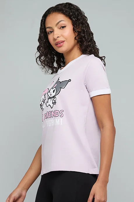أر أند بي My Melody Print T-Shirt with Crew Neck and Short Sleeves
