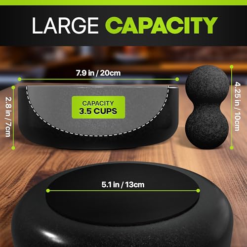 Umien™ Granite Mortar and Pestle Set - 100% Granite - 3.5-Cups - 8-Inch – Avocado Tool Included – Natural Stone Molcajete for Spices, Pestos, & Guacamole (Black) - Stone Grinder - Guacamole - Image 2