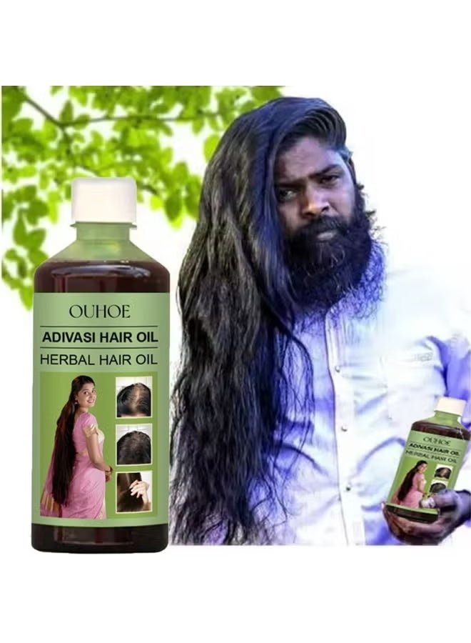OUHOE Advasi Herbal Hair Oil - 100ml/3.38fl.oz, Smooths Frizzy & Dry Hair, Adds Shine & Moisture, Coconut Oil-Based, Ideal for All Hair Types, Hair Oil for Frizzy Hair, Stylish Bottle Design, Natural Ingredients - Image 1