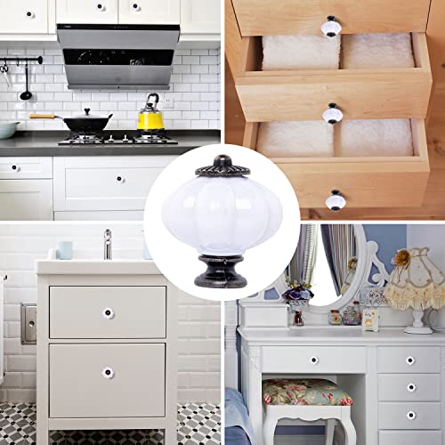 IEIK Acrylic Pumpkin Knobs, White Cabinet knobs Set of 10 Vintage Decorative Handles Pulls for Doors, Closet, Drawers, Dresser, Cupboard, Kitchen Furniture or Kids Room - Image 3