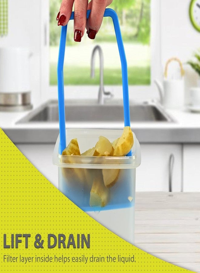 Home-X Pickle Container with Strainer - BPA Free Jalapeno Container with Strainer for Mess-Free Storage of Condiment Food - Pickle Holder with Strainer with Easy to Open Lid Design (Blue) - Image 4