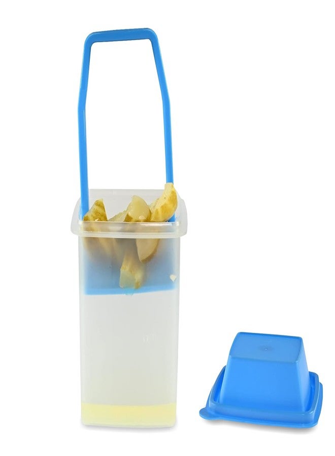 Home-X Pickle Container with Strainer - BPA Free Jalapeno Container with Strainer for Mess-Free Storage of Condiment Food - Pickle Holder with Strainer with Easy to Open Lid Design (Blue) - Image 2
