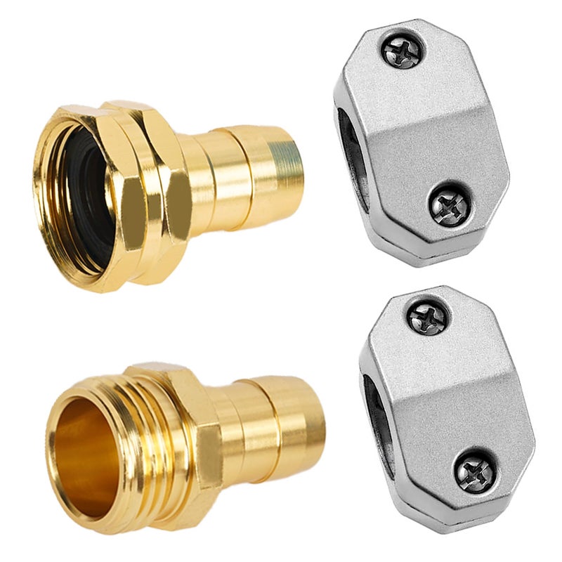 LIULO TOOL Garden Hose Repair Kit, 5 Sets Aluminum Alloy Garden Hose End Mender Kit with Zinc Clamp, Male and Female Repair Connector Fittings Fit 3/4 Inch and 5/8 Inch - Image 4