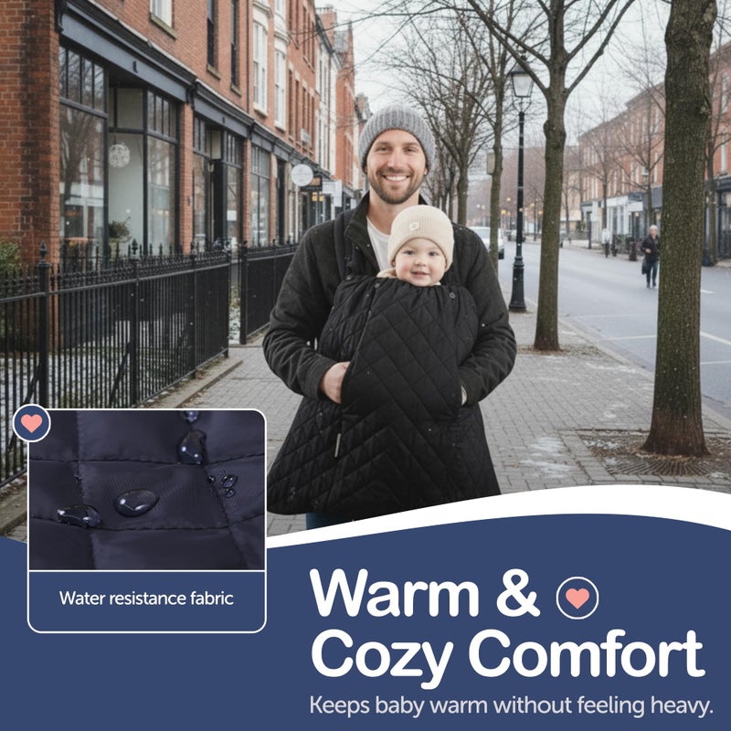 Intimom Baby Carrier Cover Winter with Detachable Hood - Windproof & Water-Resistant Winter Car Seat Cover Baby Girl & Boy, Universal Travel Carrier & Stroller Blankets for Babies - Lightweight Fabric - Image 2