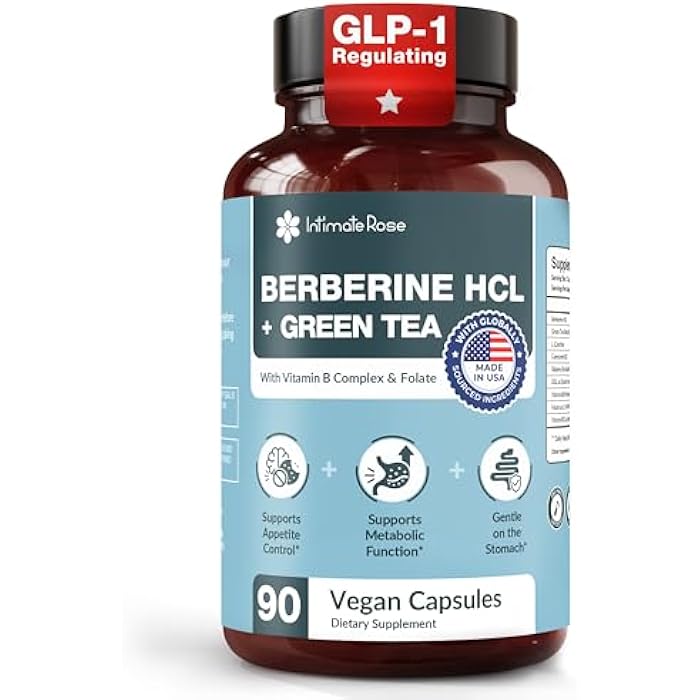 Intimate Rose Natural GLP-1 Support for Weight Loss - Metabolic Wellness, Appetite & Craving Control - Berberine Supplement with Green Tea Extract - 90 Capsules - Image 1