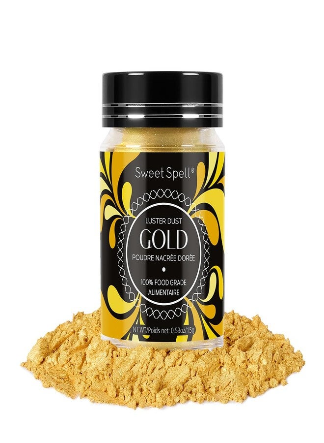 Sweet Spell Gold Luster Dust Edible Glitter (15g) - Shimmer Pearl Dust Powder for Decorating Cakes, Chocolate, Drinks, Cocktails - 100% Edible, Food Grade, Vegan, Gluten-Free - Image 1