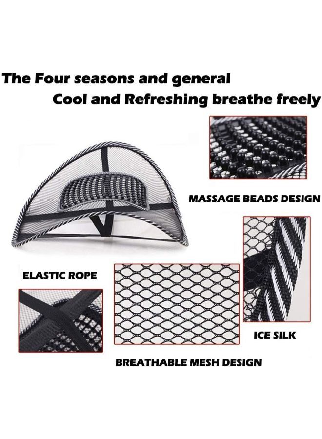 مسند ظهر شبكي للسيارة مع خرز للتدليك مصمم بشكل مريح للراحة وتسكين آلام أسفل الظهر - Image 3