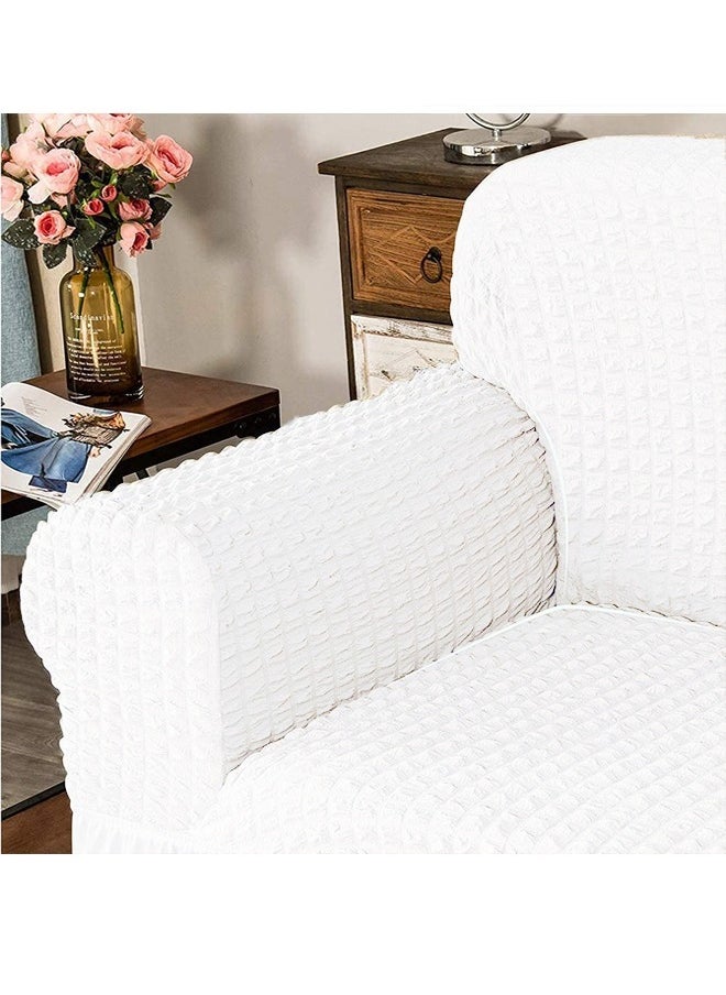 Arabest Elastic Sofa Cover with Skirt,Stretch Sofa Slipcover Furniture Protector Washable Soft Couch Cover for Living Room Elastic Fabric Sofa Cover with Skirt, For Living Room Bed Room For one seater sofa(white)  - Image 5