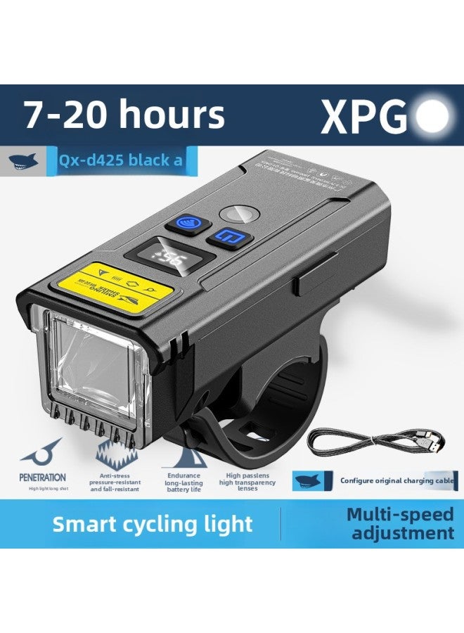 Generic Intelligent Light Control Induction Cycling Light Charged Display Horn Night Riding Light Multi-level Adjustment Outdoor Bicycle Light 